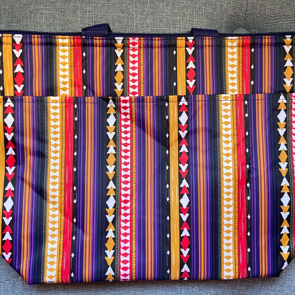 Thirty-One Thermal Tote:  Purple Southwest Stripe